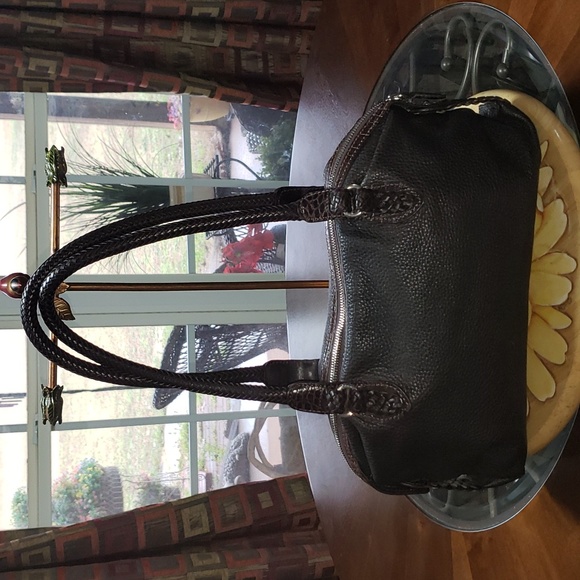 FF 💘🖤💘 BRIGHTON HOBO VINTAGE PEBBLED & CROC LEATHER SHOULDER PURSE BAG - Picture 7 of 14